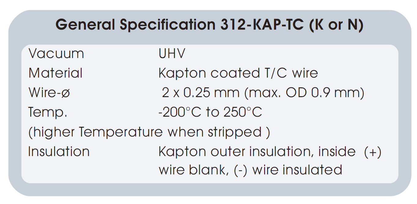 單層Kapton絕緣熱偶線纜基本參數